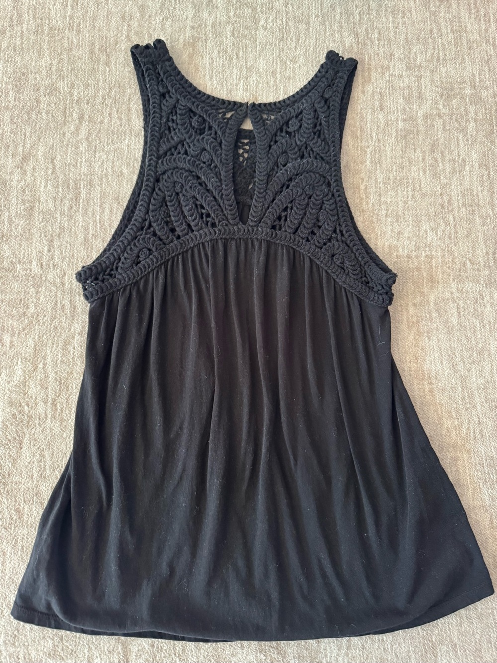 LOFT Crochet Top Swing Black Sleeveless Boho S - Picture 4 of 6